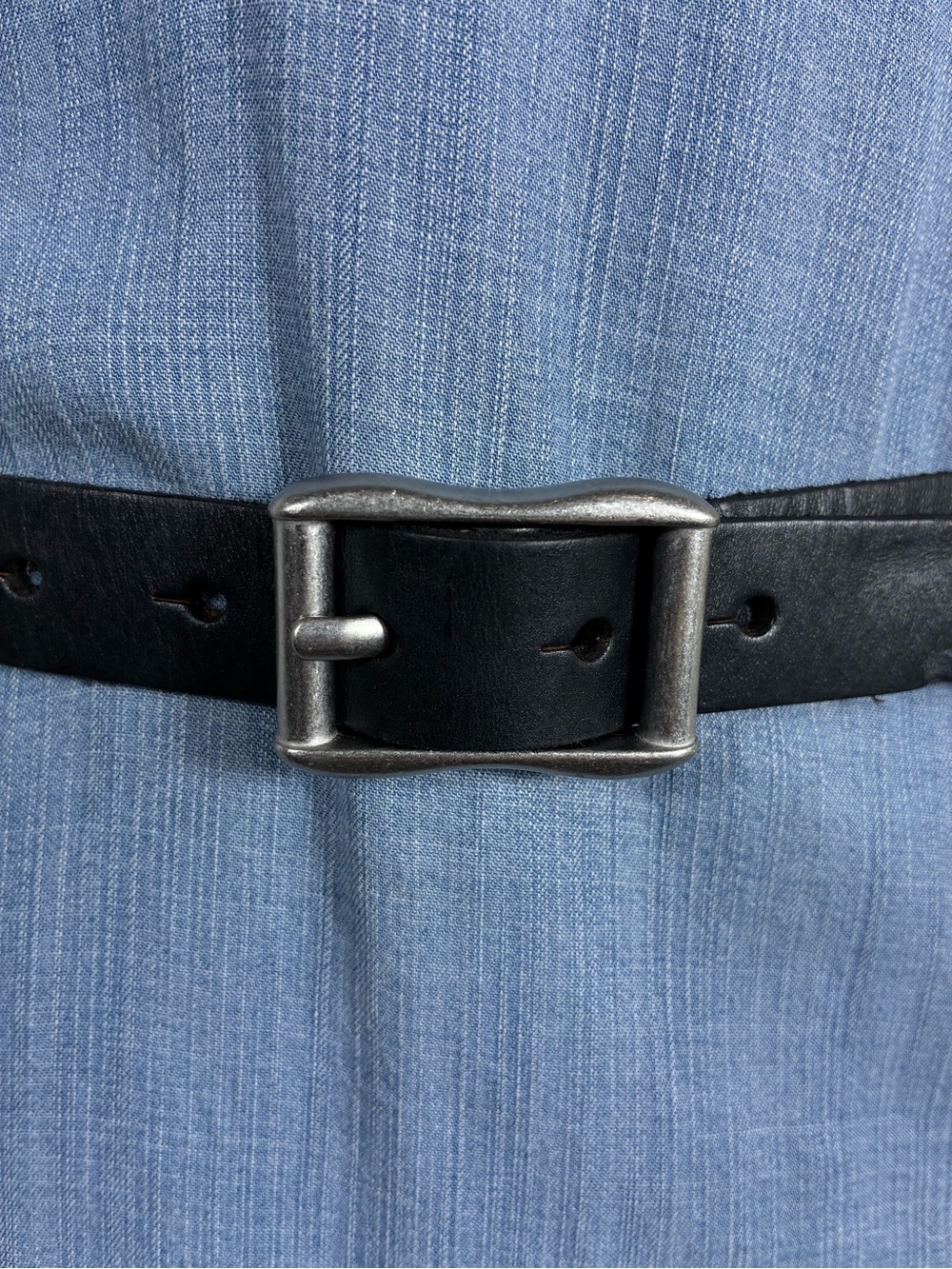 GAP Womens belt Sz L Black genuine cow Leather Silver Buckle